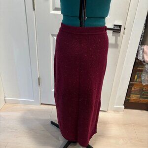 Dark red pure wool handmade skirt
